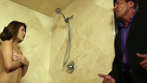  Daddy joins Daughters Wet Friend in Shower