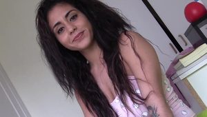 Long haired latina enjoys the taste of cum after a great fuck