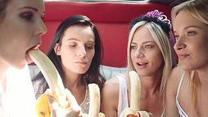  Wild lesbian bachelorette in a limo