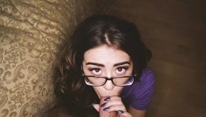  Nerdy step-sister Amina Allure allows me to fuck her face