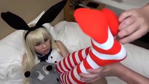  Asian cutie in uniform and stockings enjoys a wild fucking